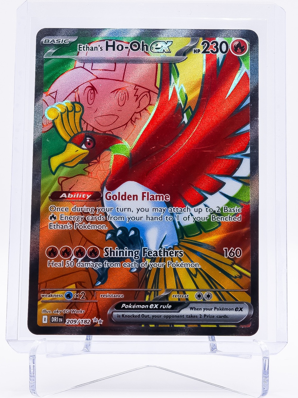 Pokemon Card Ethan's Ho-oh 209/182 EX Ultra Rare Holo Destined Rivals NM